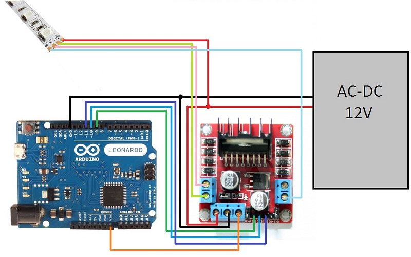 Управление RGB лентой с помощью Arduino и драйвера L298N