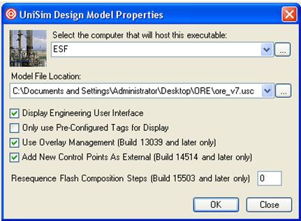 Настройки модели в UniSim Operations