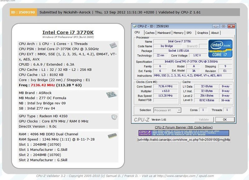 Устанвлен новый мировой рекорд разгона Intel Core i7 3770K на ASRock Z77 OC Formula