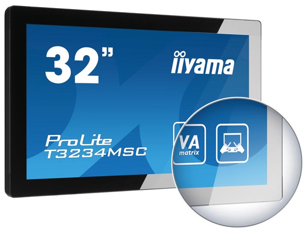 Основой дисплея Iiyama T3234MSC-B2X является жидкокристаллическая панель типа AMVA 