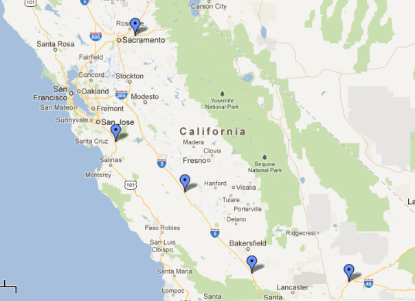 В Калифорнии построено шесть зарядных станций для Tesla Model S