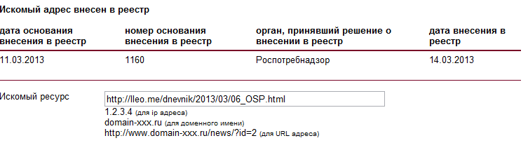 В реестр запрещенных сайтов внесена заметка о реестре запрещенных сайтов