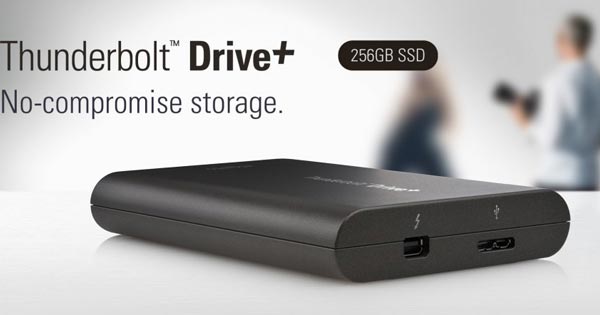 Объем внешнего твердотельного накопителя Elgato Thunderbolt Drive+ равен 256 ГБ