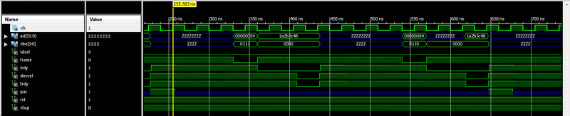 Выполнение транзакций на шине PCI. Реализация на VHDL