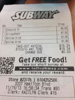 Я купил еду в Subway е за биткоины и это было круто Я купил еду в Subway е за биткоины и это было круто