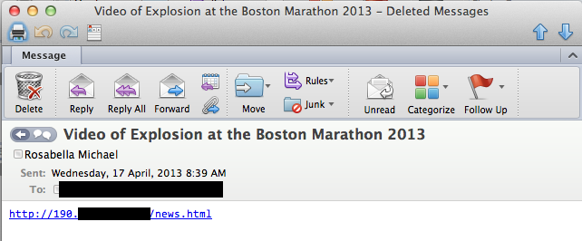 Зафиксирован спам, использующий тему трагедии в Бостоне