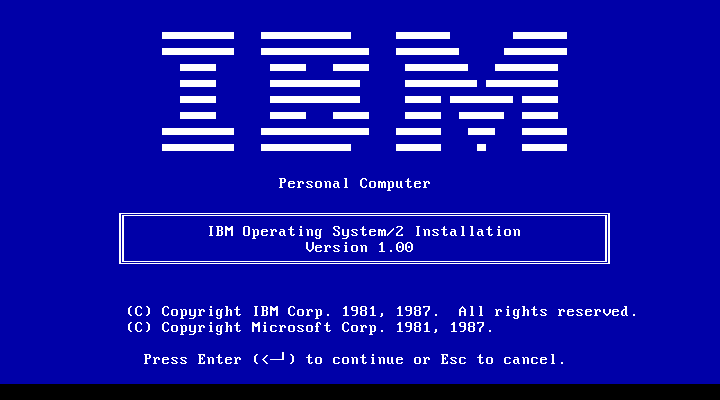 IBM Operating System/2 Installation. Version 1.00