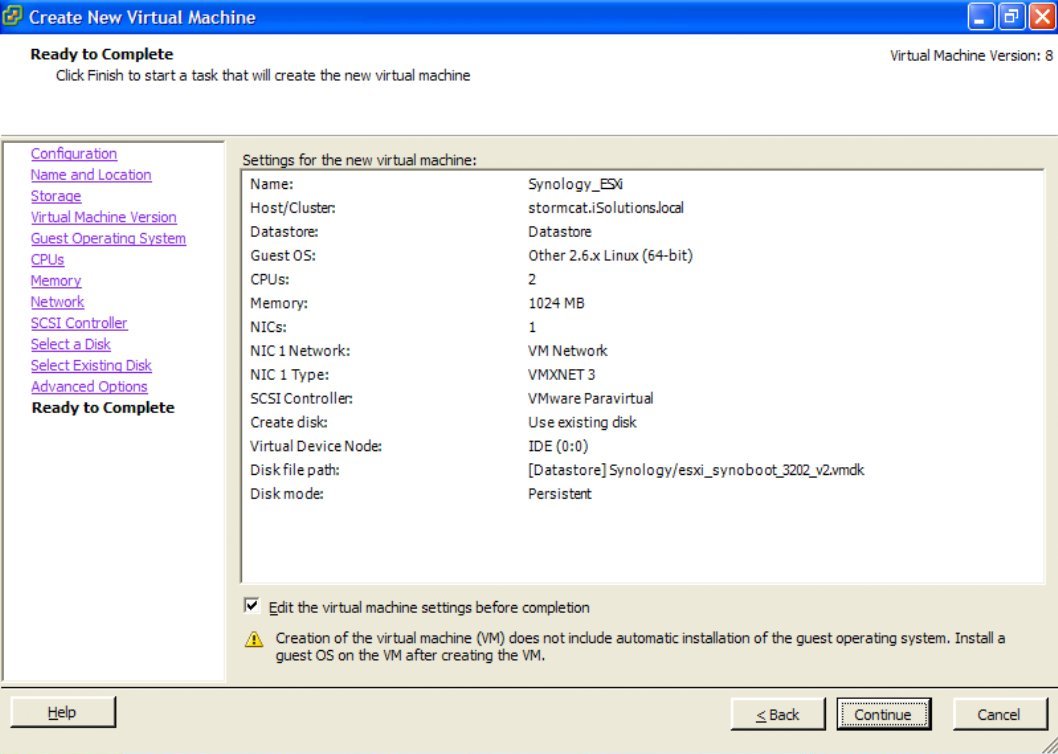Запускаем Synology на ESXi image