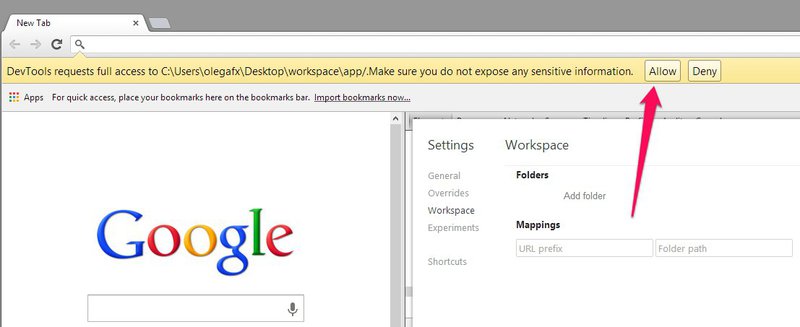 «Workspace» и «Сниппеты» в Chrome Dev Tools