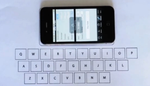 «Виртуальная» клавиатура для iPhone из листа бумаги, стола и приложения