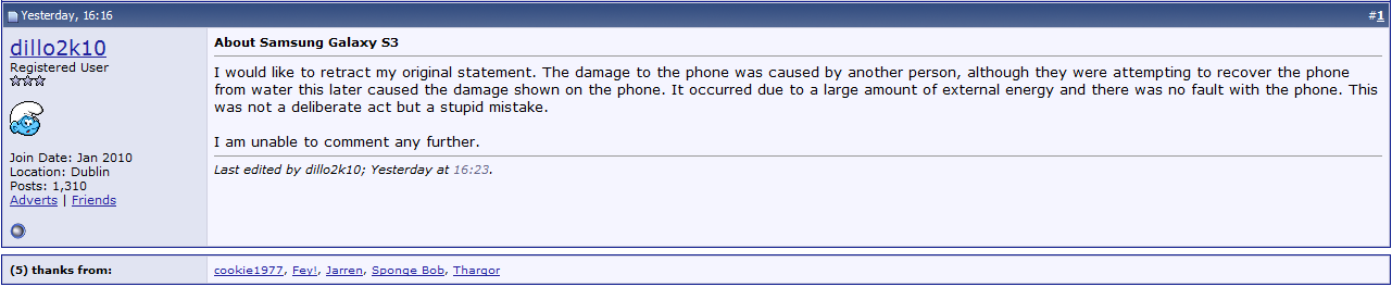 «Загоревшийся» Samsung Galaxy S III слишком энергично сушили image
