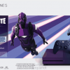 Фиолетовая консоль Xbox One S Fortnite Limited Edition с таким же геймпадом показаны на официальном изображении