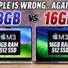 8 ГБ ОЗУ достаточно, да, Apple? Тесты показывают, что MacBook Pro 14 M3 с 16 ГБ памяти может быть в четыре-пять раз быстрее версии с 8 ГБ